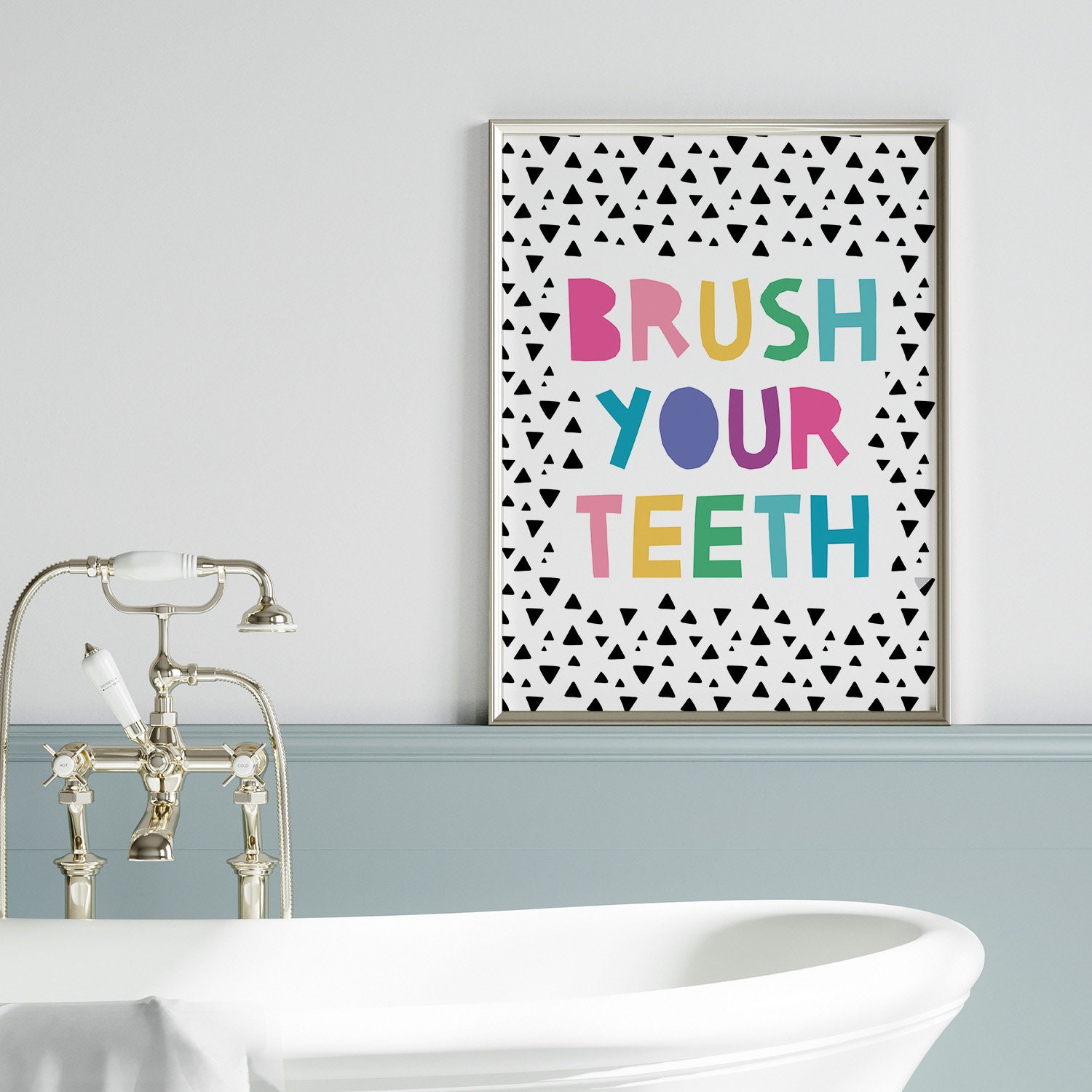Brush Your Teeth, PRINTABLE, Nursery Print, Brush Your Teeth Wall Art, Brush Your Teeth Sign ...
