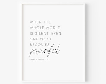 Malala Yousafzai Quote Print, Women Empowerment Art (Digital Download)
