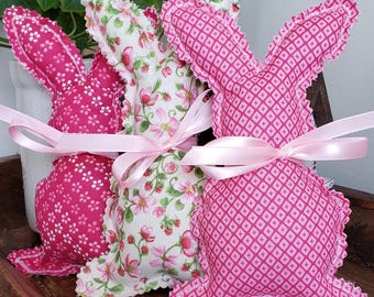 Conejitos de primavera/Pascua estilo granja, algodón para patchwork, juego de tres