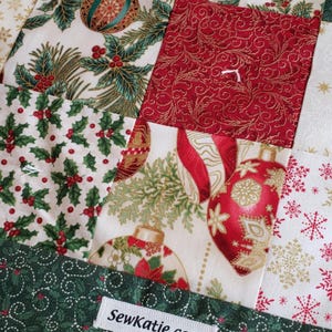 Peggy Toole for Robert Kaufman Holiday Flourish Christmas Ornaments Patchwork Crib Quilt / Lap Quilt