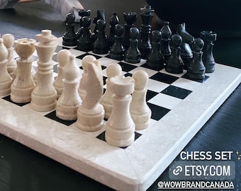 Vintage Marble Chess Set 15"