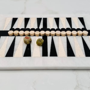 Brettspiel – Vintage Marmor Backgammon Set 15&quot; | Klassisches Strategiespiel zum Spaß für Familie & Freunde
