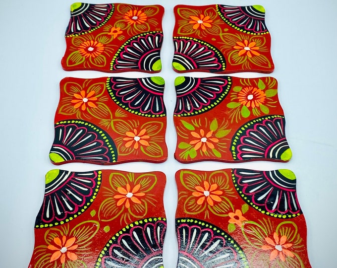 Hand Painted Truck Art Coaster Set of 6 | Unique Home Decor | Vibrant Coasters | Gift Idea for Car Lovers & Collectors