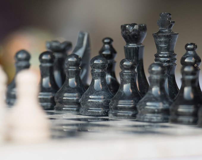 Hand Carved Marble Chess Pieces: Replacement for 12/15" Boards