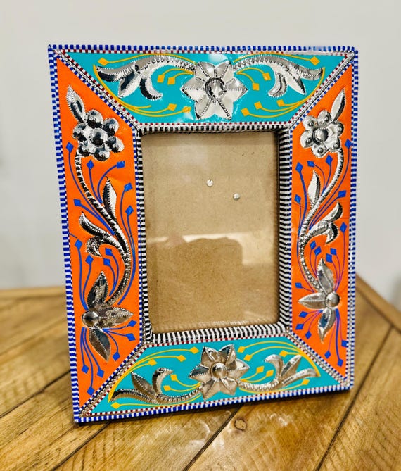 Handcrafted Vintage Truck Art Photo Frame | Colorful Folk Art Decor, Gift for Home Display