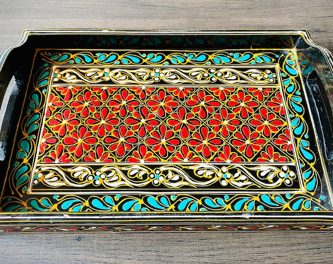 Unique Hand-painted Serving Tray: Decorative Woodwork