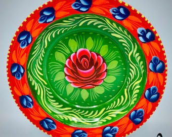 Hand Painted Plate: Colorful Home Decor (10") |Truck Art Style