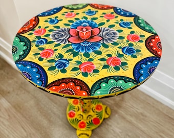 Hand Painted Round Coffee Table 18" | Home Decoration Furniture | Side Table