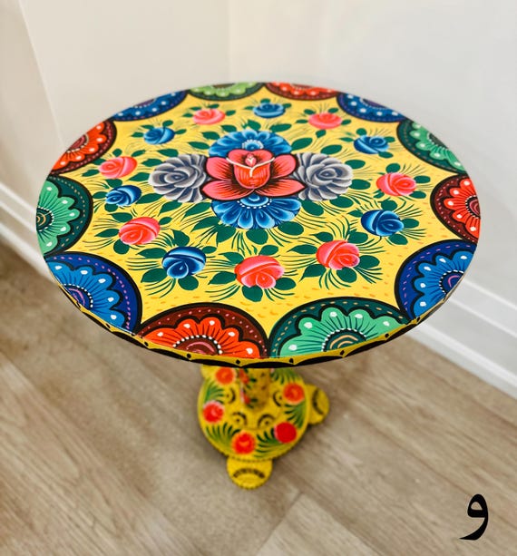 Hand Painted Round Coffee Table 18" | Home Decoration Furniture | Side Table