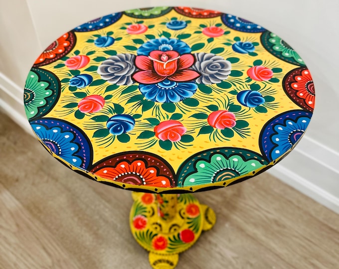 Hand Painted Round Coffee Table 18" | Home Decoration Furniture | Side Table
