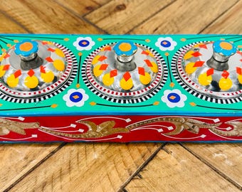 Three Bowl Dry Fruit Tray | Handmade Decorative Serving Dish | Truck Art Design
