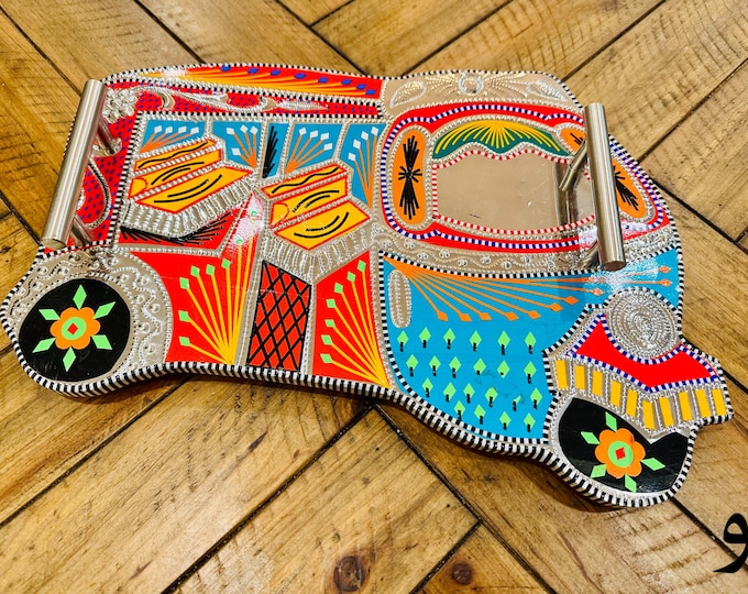 Handmade Rickshaw Serving Tray | Truck Art Home Decor | Unique Tray