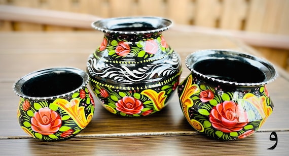 Handmade Ceramic Matki Set: Colorful Indian Home Decor