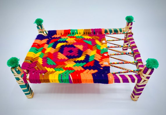 Mini Charpai Woven Bench | Handmade Pakistani Decor | Rustic Farmhouse Accent | Cultural Home Decoration