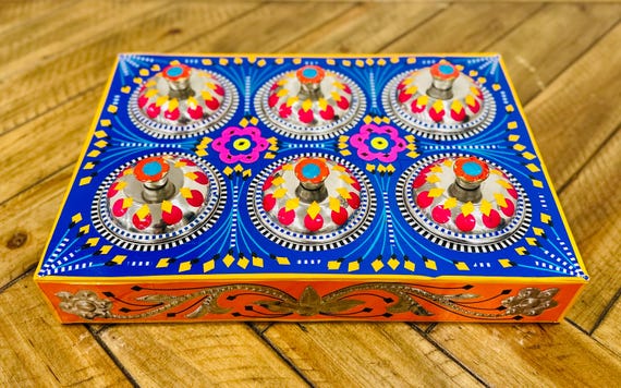 Truck Art Six Bowl Dry Fruit Tray | Handmade Decorative Serving Dish
