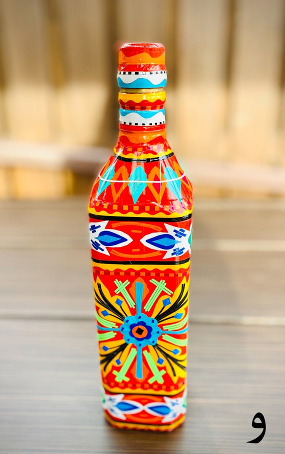 Handmade Bottle: Colorful Vintage Home Decor | Truck Art Style