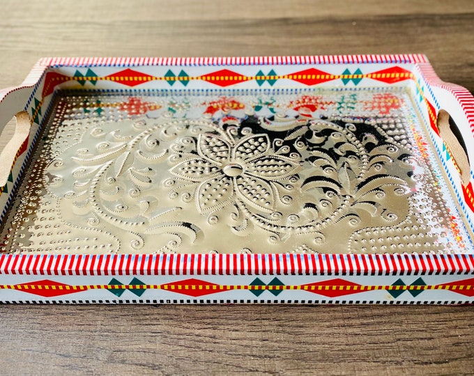 Handmade Truck Art Tray: Rustic Colorful Serving Platter