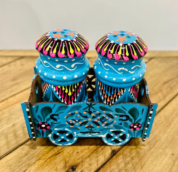 Hand-Painted Truck Art Salt & Pepper Shakers – Folk Art Kitchen Decor