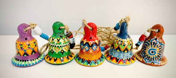 Hand-Painted Clay Bells: Decorative Garden Wind Chime | Colorful Home Decor