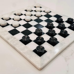 Hand-Carved Marble & Onyx CHECKER Pieces ONLY | Draught Pieces | Board Game Stone Set