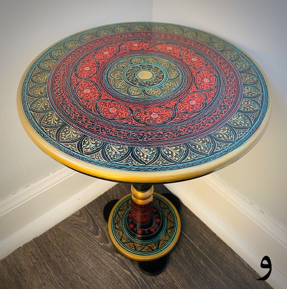 Hand-Painted Coffee Table 16"– Home Decoration Furniture Side Table | Naksheen Art