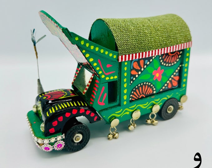 Hand-Painted Wood Truck Art: Mini Sculpture | Home Decoration