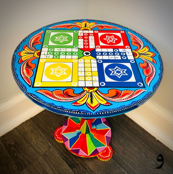 Ludo Table - Handcrafted Truck Art Game Table Size 18" - Unique Home Decor & Family Fun