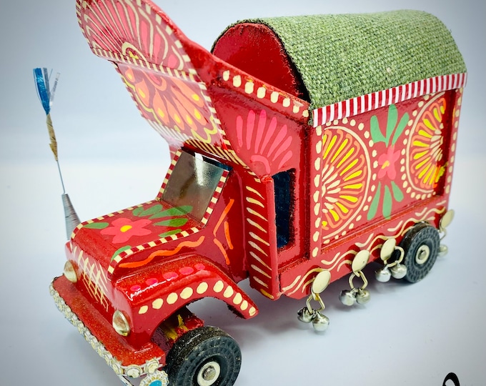 Handmade Cute Handpainted Truck Art - Small Decor for Home & Gifts, Unique Art Piece, Colorful Truck Design