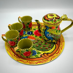 Hand Painted Traditional Teapot (Chainak) Set - Small