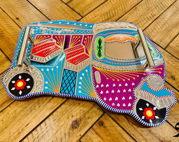 Handmade Home Decor Rickshaw Tray - Chamak Patti Art