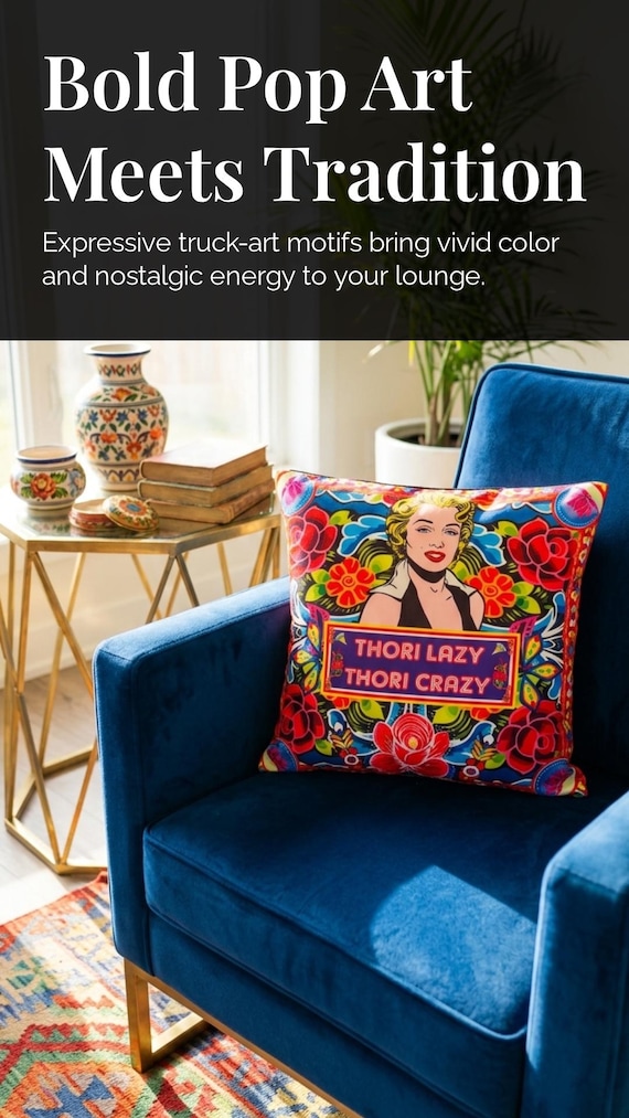 Truck Art Meme Throw Pillow Cover: Desi Home Decor Accent