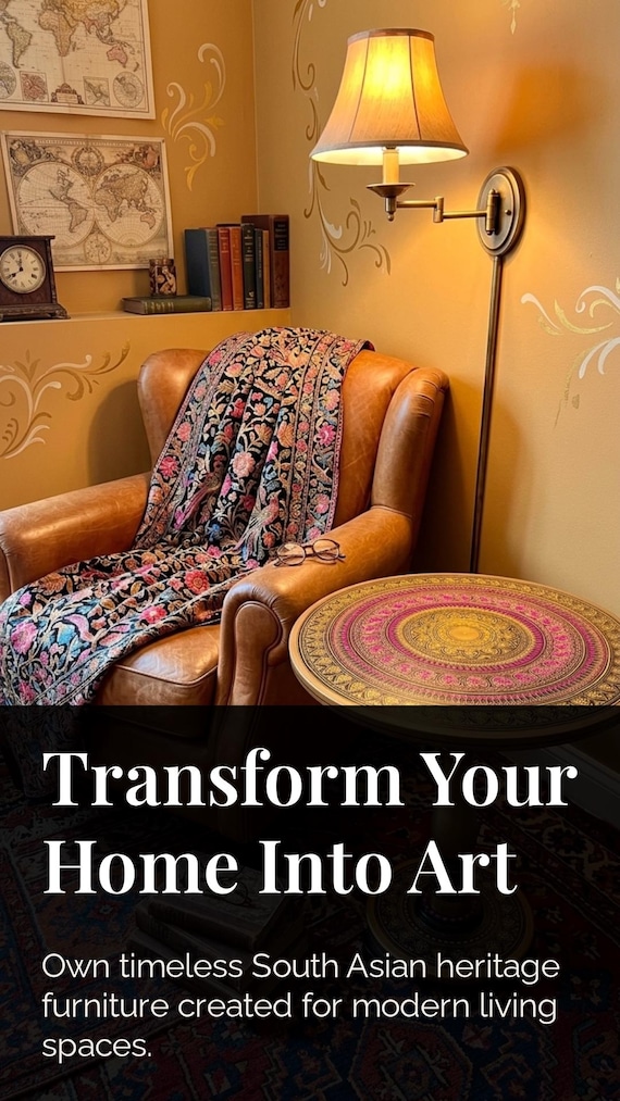 Hand-Painted Naksheen Art Coffee Table: Pakistani Accent Decor