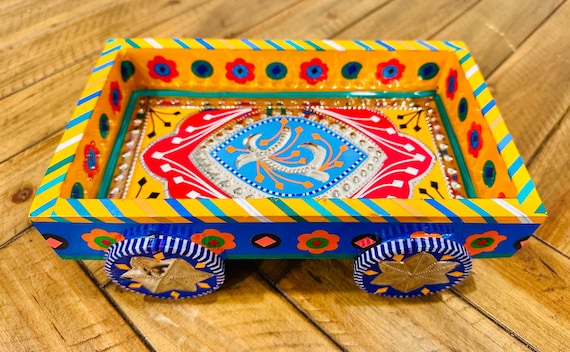 Handmade Truck Art Tray with Wheels Small: Colorful Home Decor| Dopamine Decor