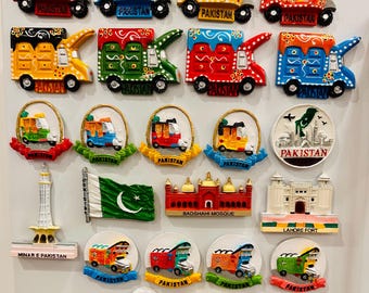Pakistani Truck Art Fridge Magnets – Colorful Folk Art Souvenir Magnets, Travel Gift, Cultural Home Decor
