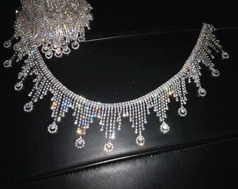 Color AB Rhinestone Fringe Trim Wedding Dress sew on Jewelry making k9008 Color AB Rhinestone Fringe Trim Wedding Dress sew on Jewelry making k9008