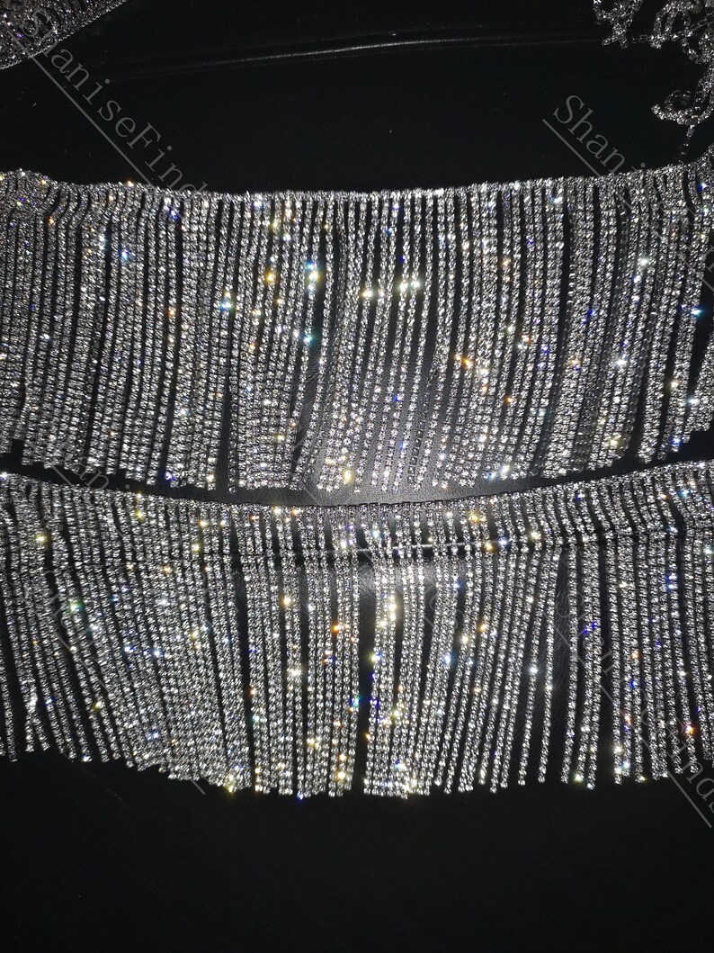 Rhinestone trim/ Rhinestone Chain/ rhinestone fringe Swarovski Etsy