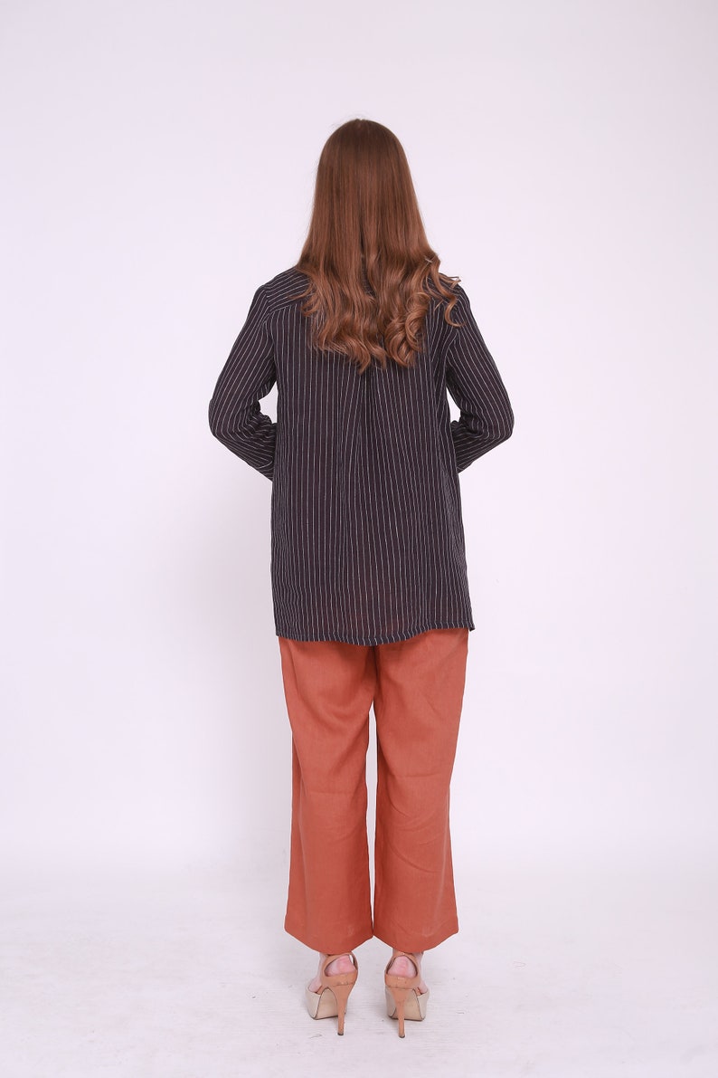 oversized Striped linen tunic blouse womens linen top maternity summer shirt linen top linen tunic womens linen shirt kimono top
