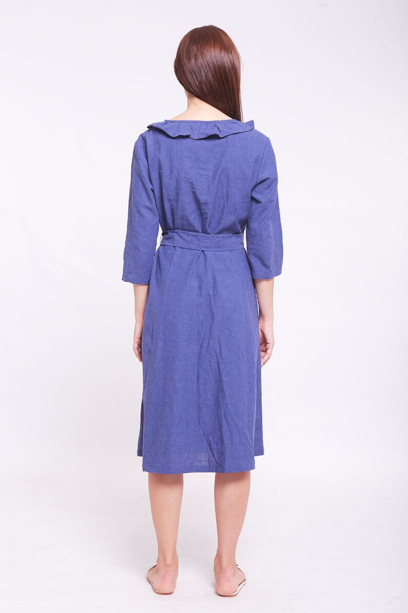 Linen wrap dress with ruffle tunic dress loose fitting maxi dress bridesmaid summer linen dress kimono dress summer dress long dress