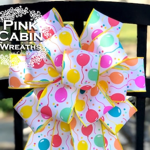 Balloon Ribbon Bow, Pastel Party Decor, Birthday Wreath Accent