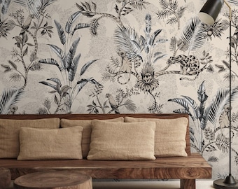 Tropical Jungle Peel and Stick Wallpaper: Monkeys & Cheetahs #T20