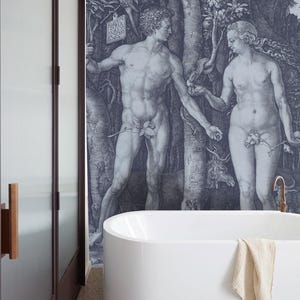Papel tapiz vintage Eden Art: diseño de mural de pared de Adam & Eva, despegable y adhesivo o no tejido, para la decoración de tu habitación, baño o cocina / #A22