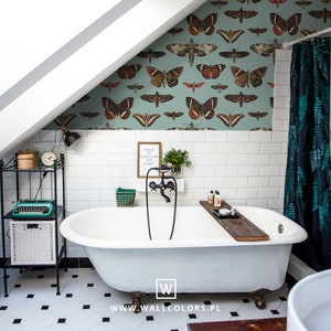 Butterflies Turquoise - Wallcolors - Vintage Wallpapers - Bathroom Decor