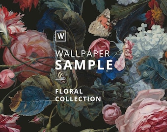 WALLPAPER SAMPLE W11.8"xH33" order #F1-F16 || FLORAL || peel&stick or vinyl, floral wallpaper, wildflower, wall decor