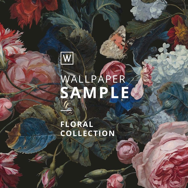 WALLPAPER SAMPLE W11.8"xH33" order #F1-F16 || FLORAL || peel&stick or vinyl, floral wallpaper, wildflower, wall decor