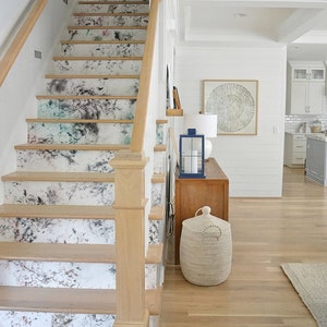 removable stair riser decals, cracked wall, black ink, sticker for stairs, marble, stone, peel & stick material