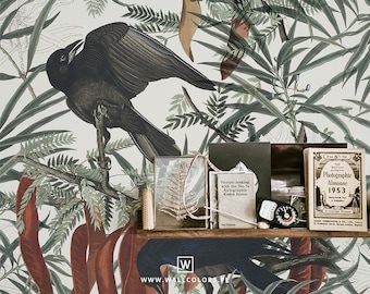 Black Crow Botanical Wallpaper - Self-Adhesive or Non-Woven #V11