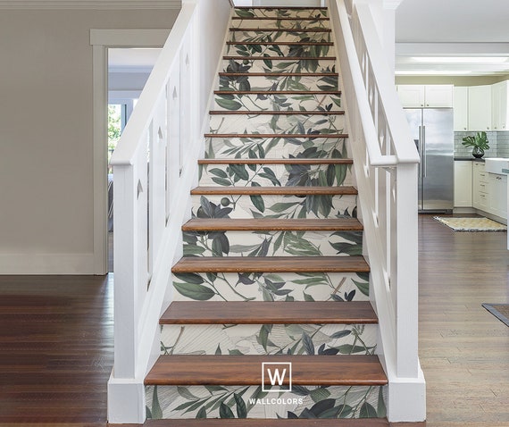 Botanical Removable Stair Riser Decals Olive and Lemon Branch