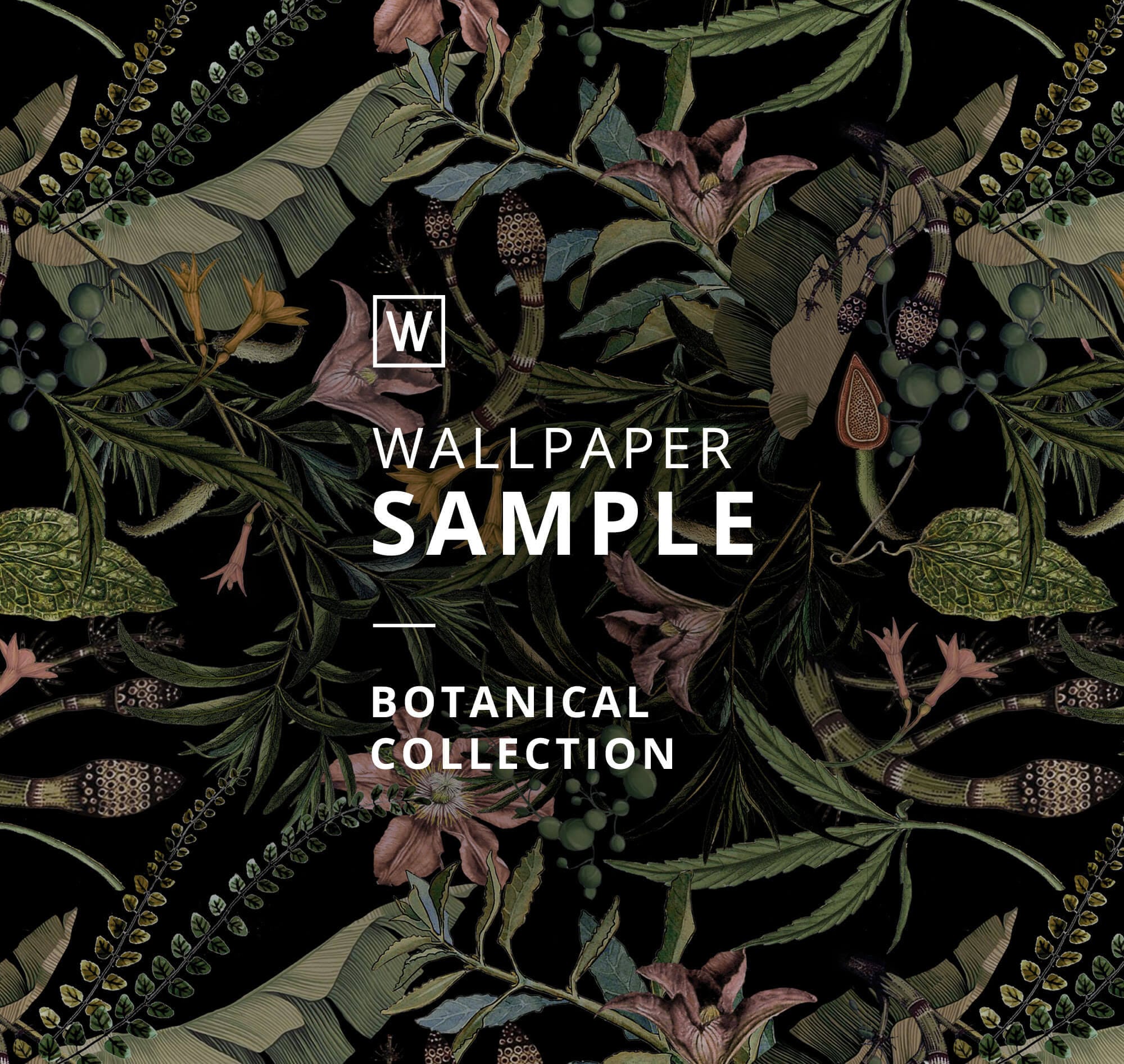 Botanical Wallpaper Sample: Peel and Stick Mural (W11.8\, image size:2000x1893