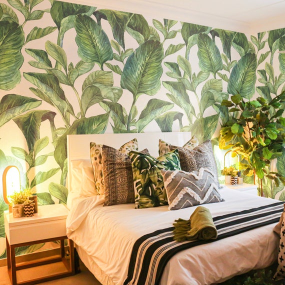 Removable Tropical Wallpaper Tropical Leaves Banana Leaf - Etsy Ireland Removable Tropical Wallpaper Tropical Leaves Banana Leaf - Etsy Ireland