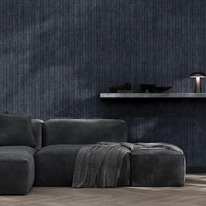Herringbone Dark Blue Peel & Stick Wallpaper - Modern Style Removable Wall Mural - Neutral Minimalist Design - Bedroom Decor || #S4